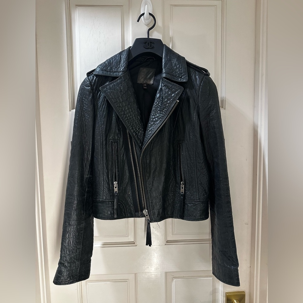 Joie LAMB LEATHER BLACK BIKER JACKET